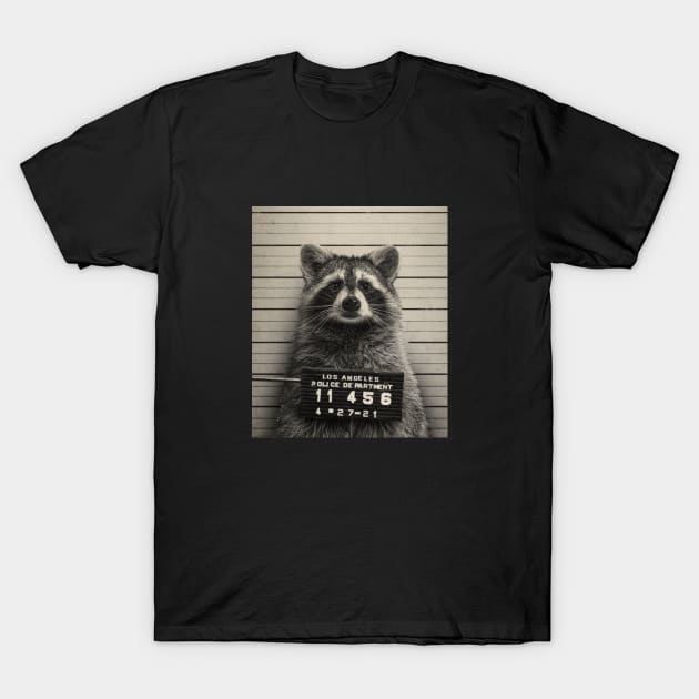 Raccoon Mugshot by © Buck Tee Originals T-Shirt by Buck Tee